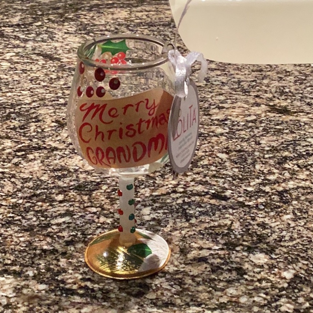 Lolita Merry Christmas Grandma wine glass Christmas Ornament NEW